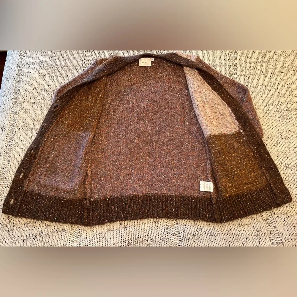 Lush Women’s Colorblock Button-down Cardigan Sweater Pink Brown Size S, NWOT - Picture 3 of 6